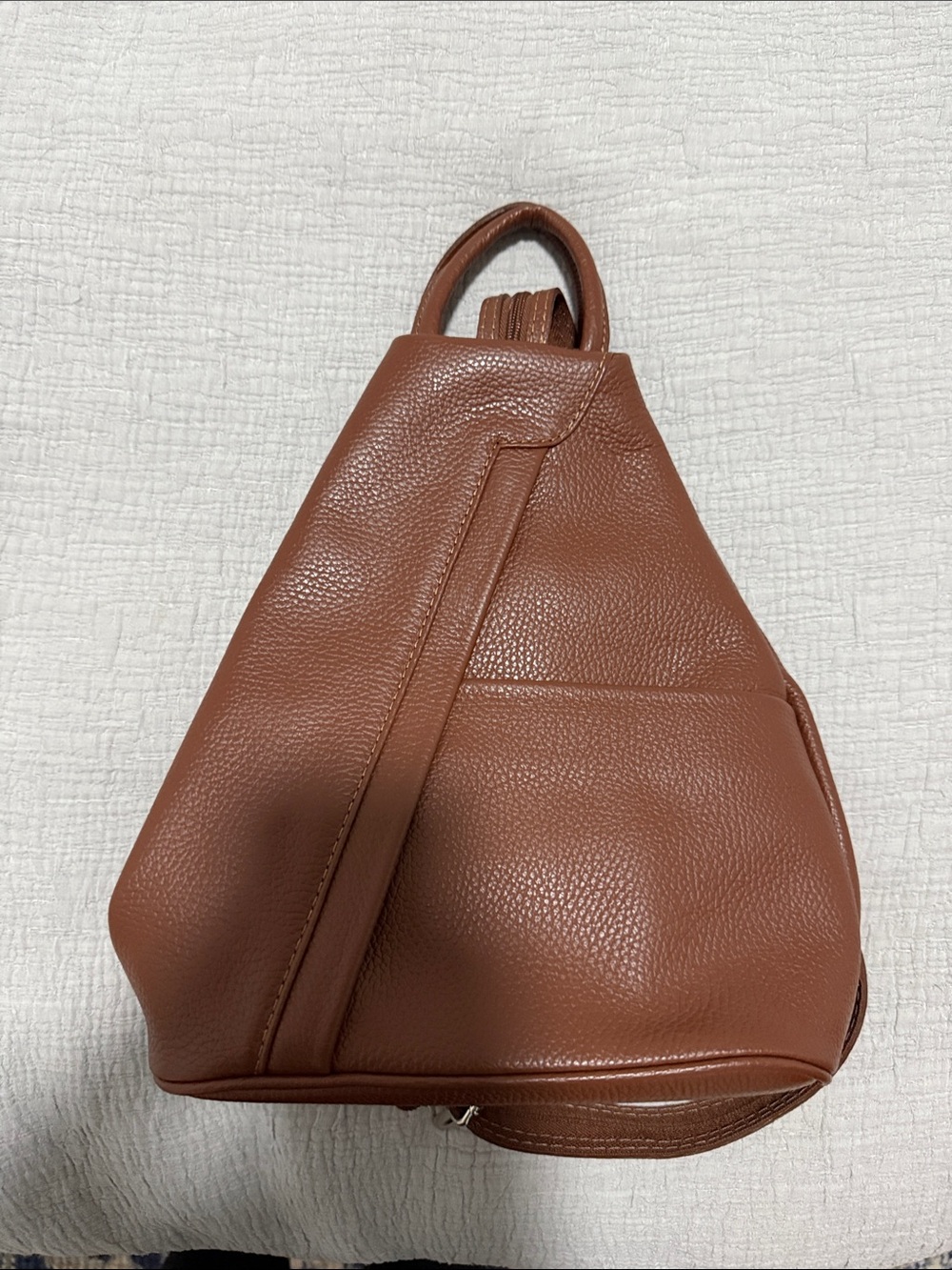 Italian Brown Pebbled Leather Backpack